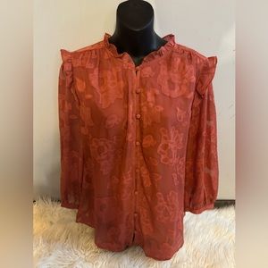 Lauren Conrad Lipstick Mauve Blouse NWT XL